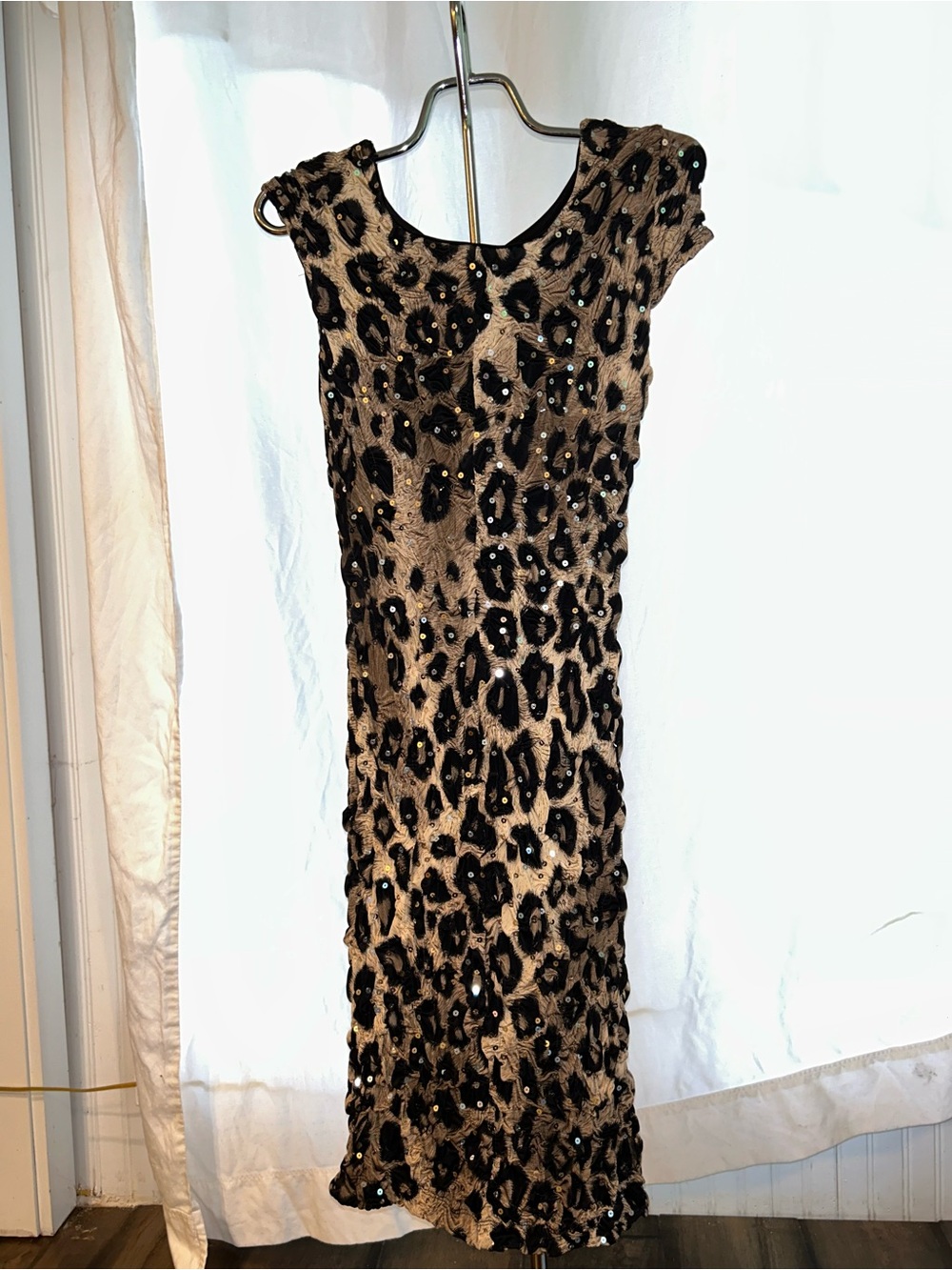Frank Lyman Design Leopard Sequin Midi Dress - Brown & Black